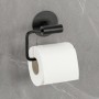 Schöner Wohnen Toilettenpapierhalter Meleto, schwarz, mit Papierrolle an grauer Wand.