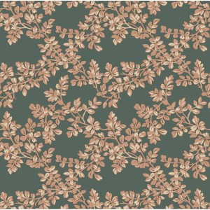 Laura Ashley Vliestapete Burnham Fern mit Blattmuster in Grün und Beige.
