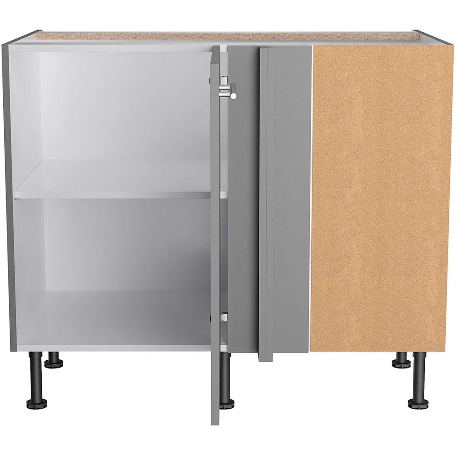 Optifit Eckunterschrank Mats825, 100/65 cm, Basaltgrau, mit Tür und Einlegeboden für die Küche.