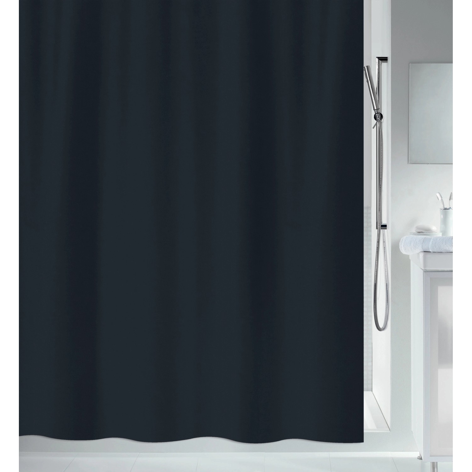 Spirella Duschvorhang Primo 120 cm x 200 cm Schwarz günstig online kaufen