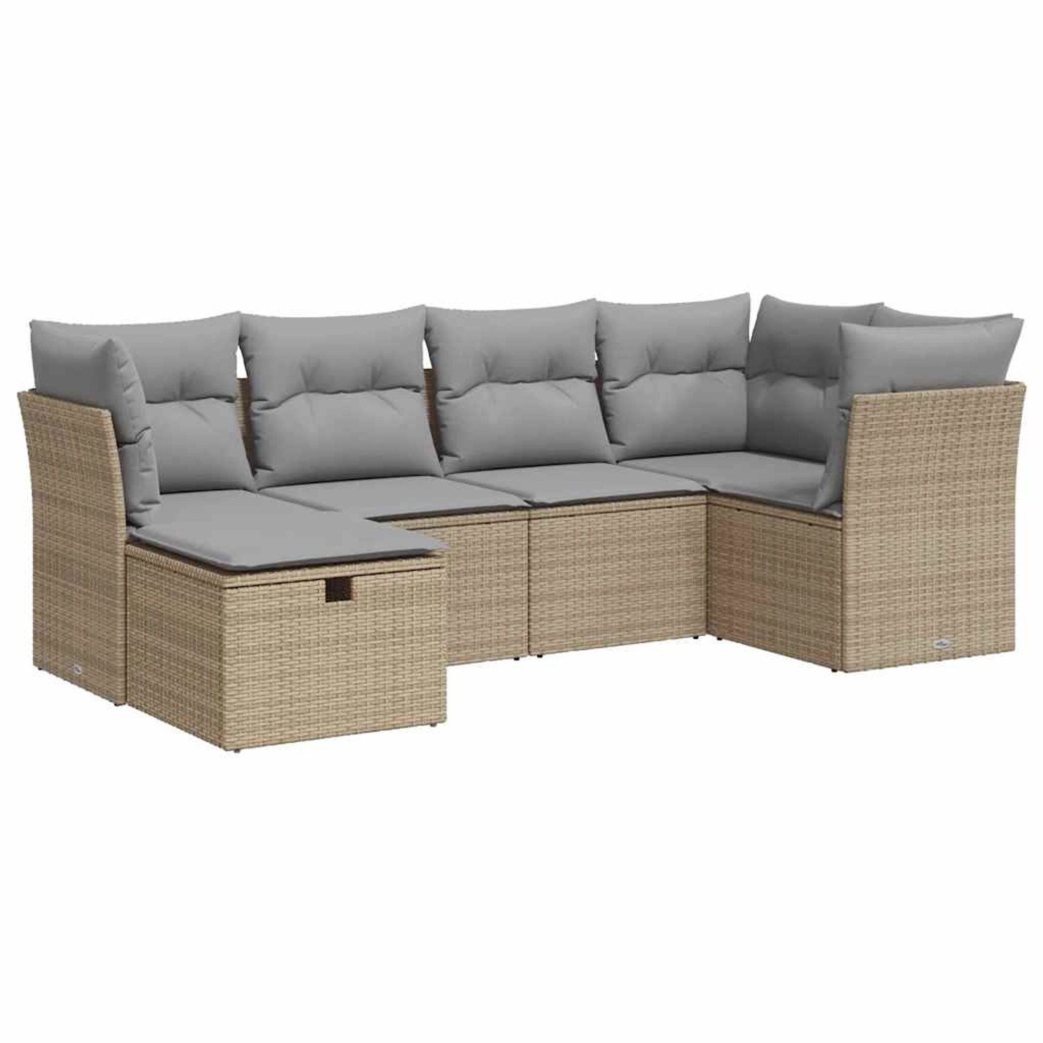 vidaXL 6-Tlg Garten-Sofagarnitur mit Kissen Beige Poly Rattan 3325285