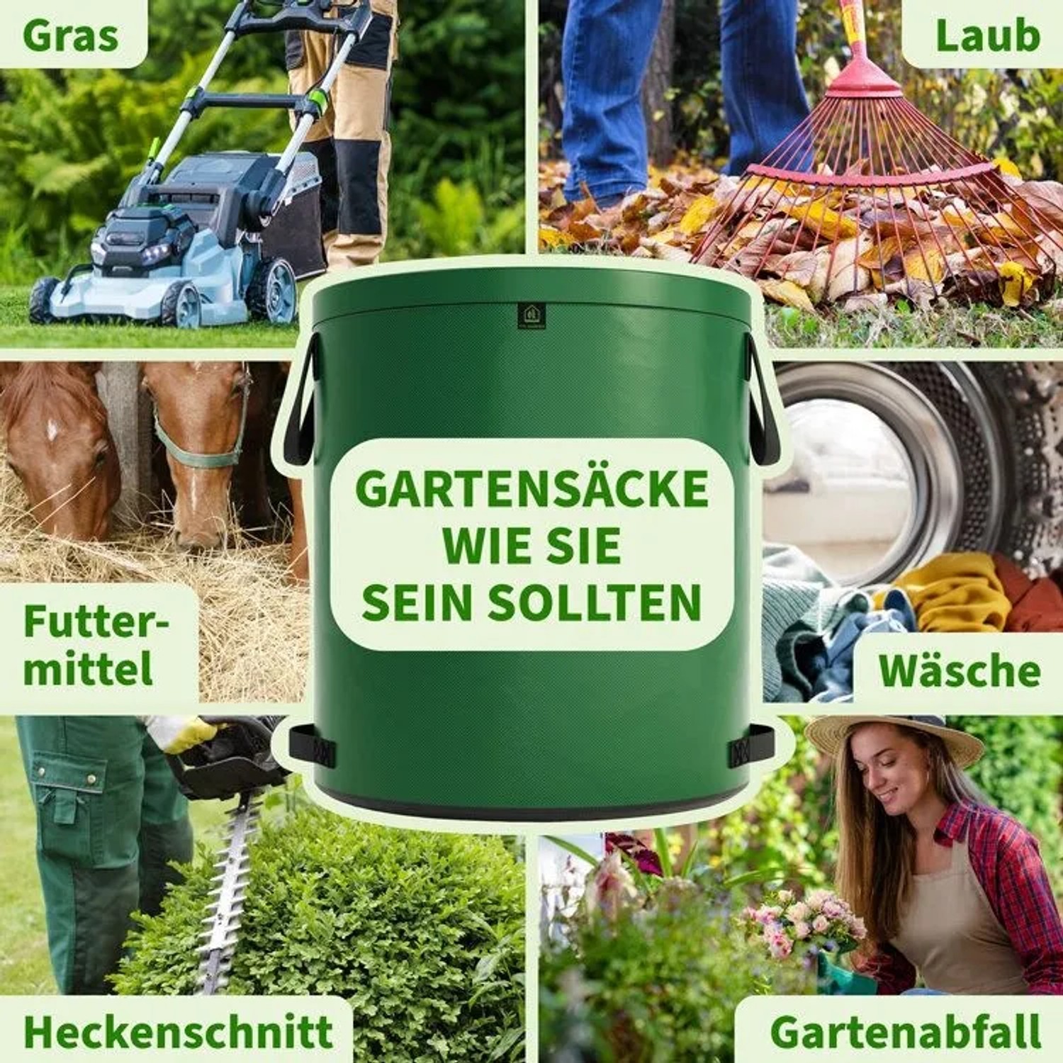Grüner TTL GARDEN SUPER SOLID Gartensack 272 L im 2er Set, reißfest für Laub, Gras, Heckenschnitt und Gartenabfall.
