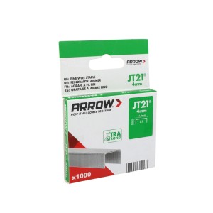 Arrow Klammern JT21, 4 mm, 1.000 Stück, Feindrahtklammern für Tacker, im Karton.
