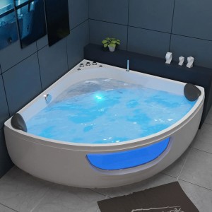 Eck-Whirlpool Paros 150x150 cm mit LED-Beleuchtung und Düsen für 2 Personen.