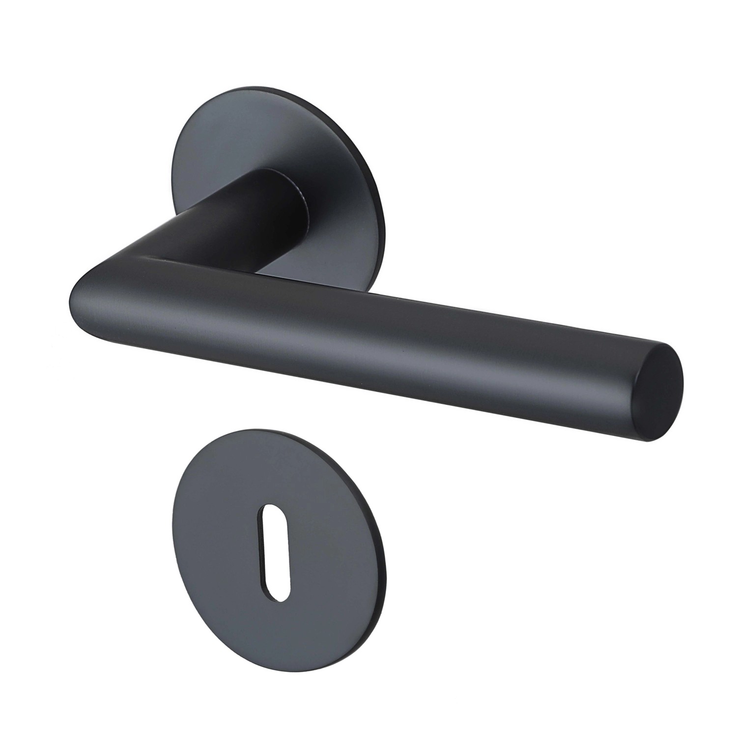 MeinTürgriff Drückergarnitur Toulouse Flachrosette Schwarz Matt Türdrücker BB_3