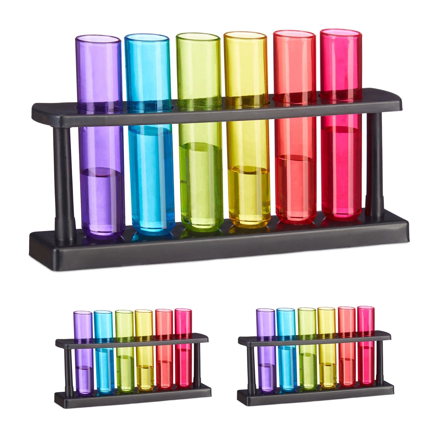 Relaxdays Schnapsgläser 18er Set Kunststoff Bunt Bruchsicher 13 cm x 23,5 cm x 4 cm 140 g