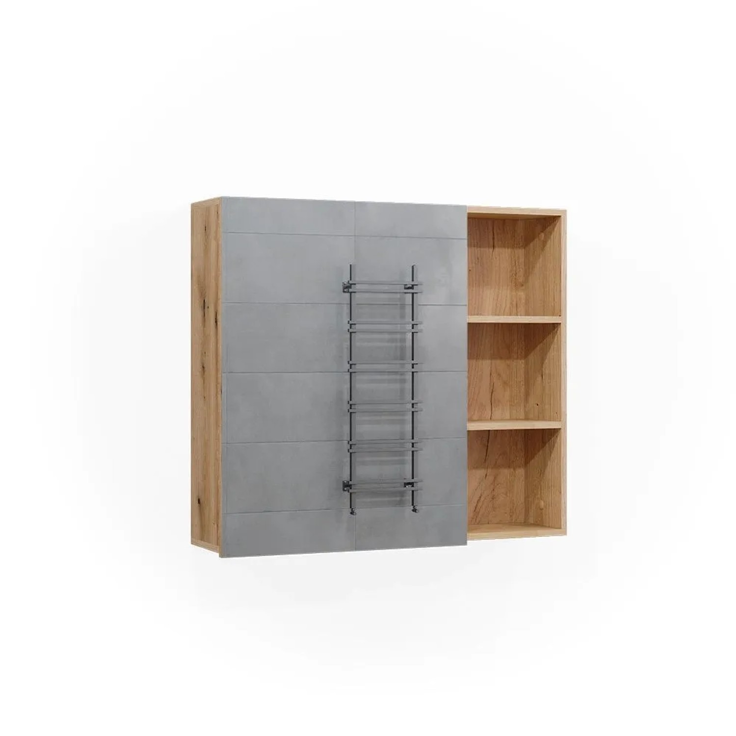 Vicco Badspiegelschrank Rudi Eiche 90 x 81 mit Tür und Offenen Fächern