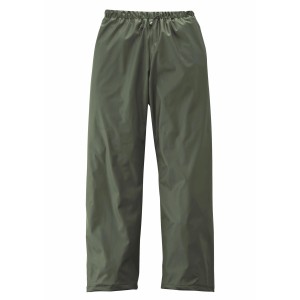 Scheibler PU-Regenhose 8137 in Oliv, Größe S für Arbeitskleidung: wasserdicht, winddicht und reißfest.