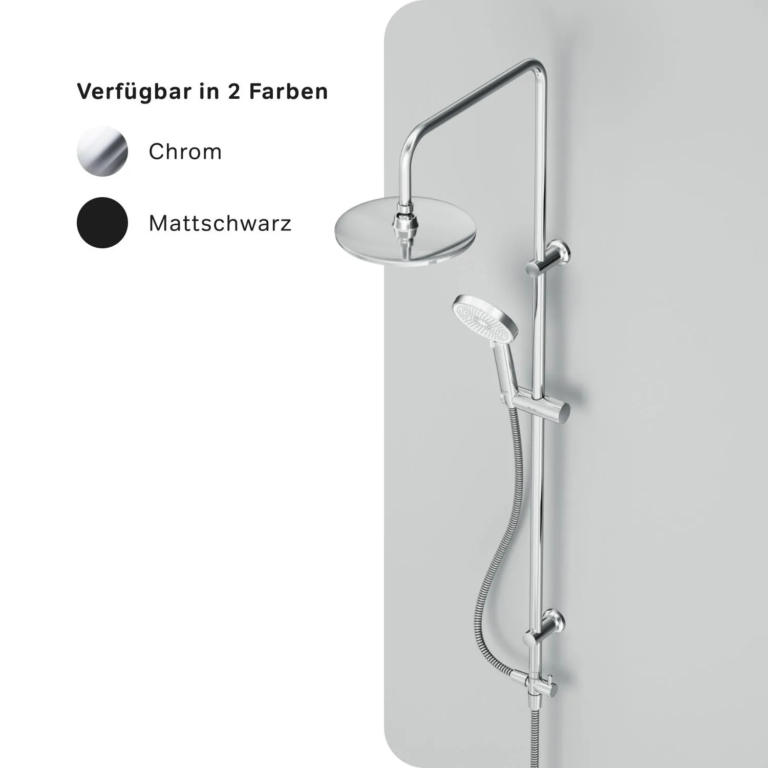 AM.PM Duschsystem Play, chromfarbenes Regenduschset mit Handbrause und Duschsäule.