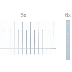 Metallzaun Grund-Set Madrid, verzinkt, zum Aufschrauben, bestehend aus Zaunfeldern und Pfosten.