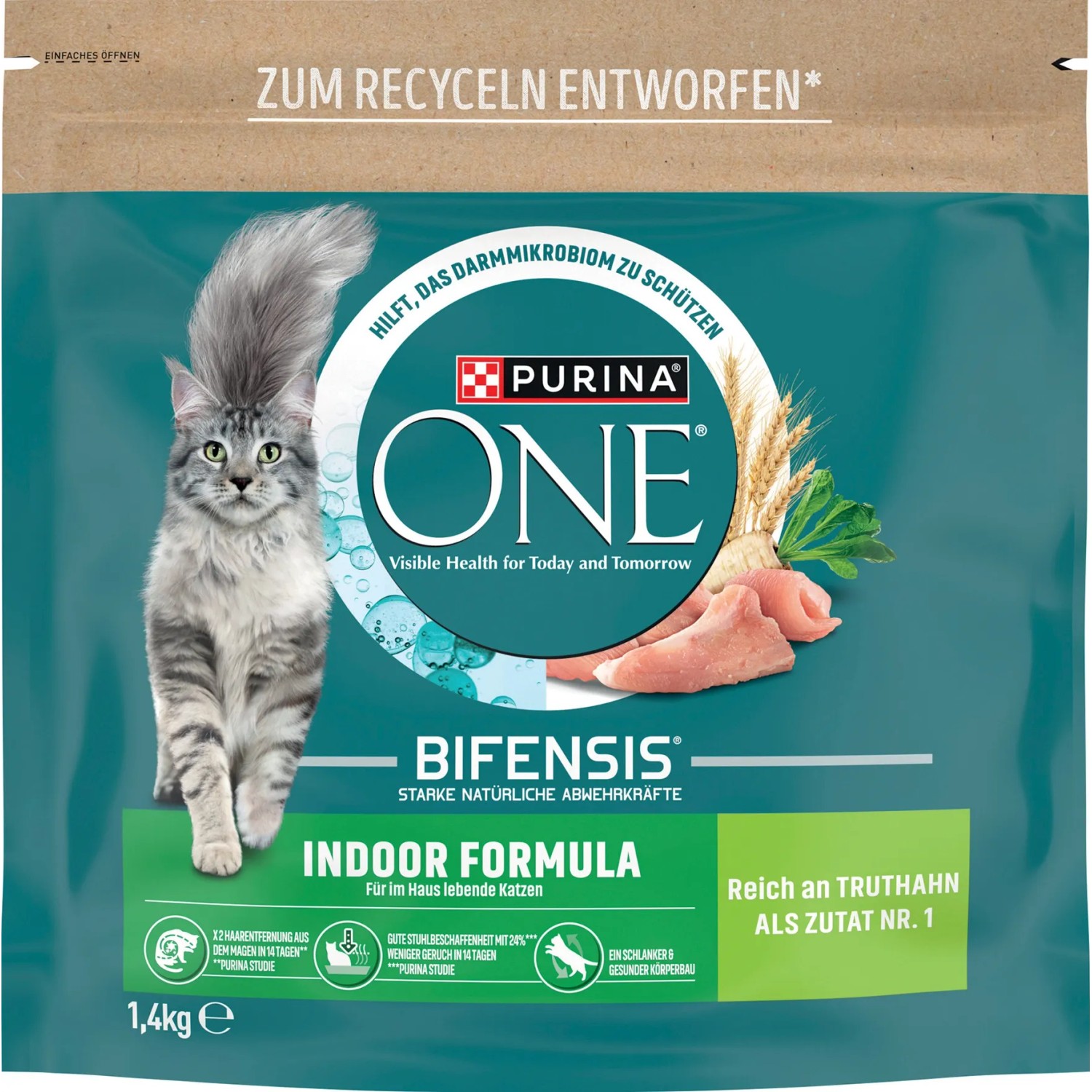 Purina One Katzenfutter INDOOR FORMULA reich an Truthahn 1,4 kg Beutel