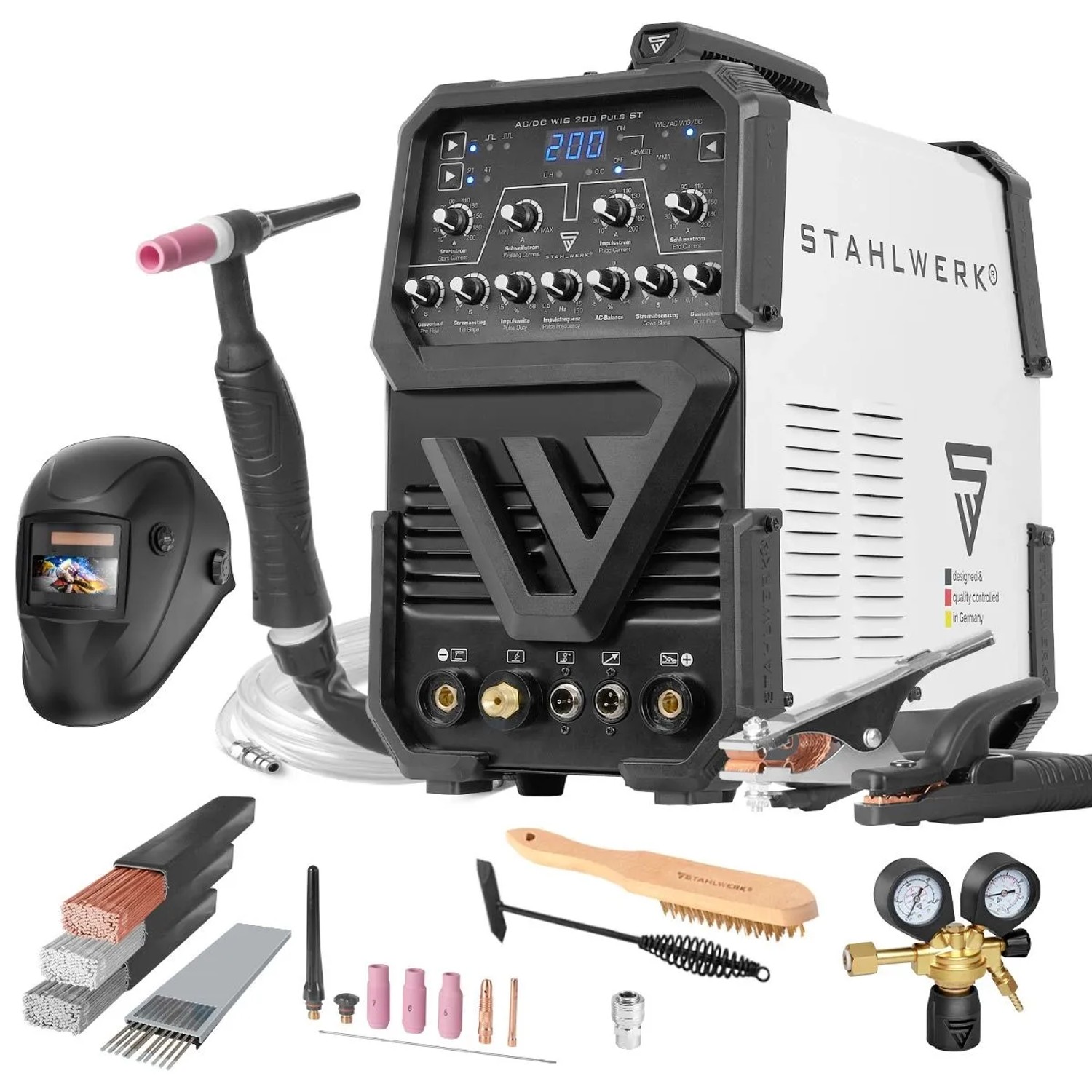 STAHLWERK Schweißgerät ACDC WIG 200 Puls ST IGBT Vollausstattung