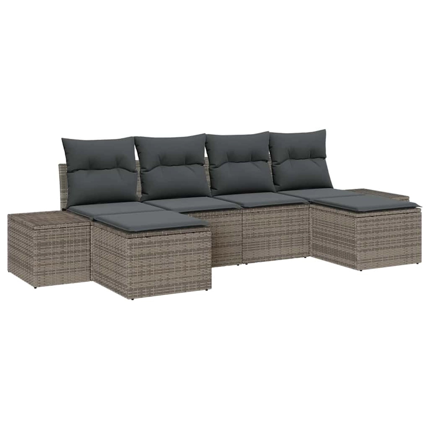 vidaXL Garten-Sofa-Set mit Kissen 6-Tlg Grau Poly Rattan 3347169 günstig online kaufen