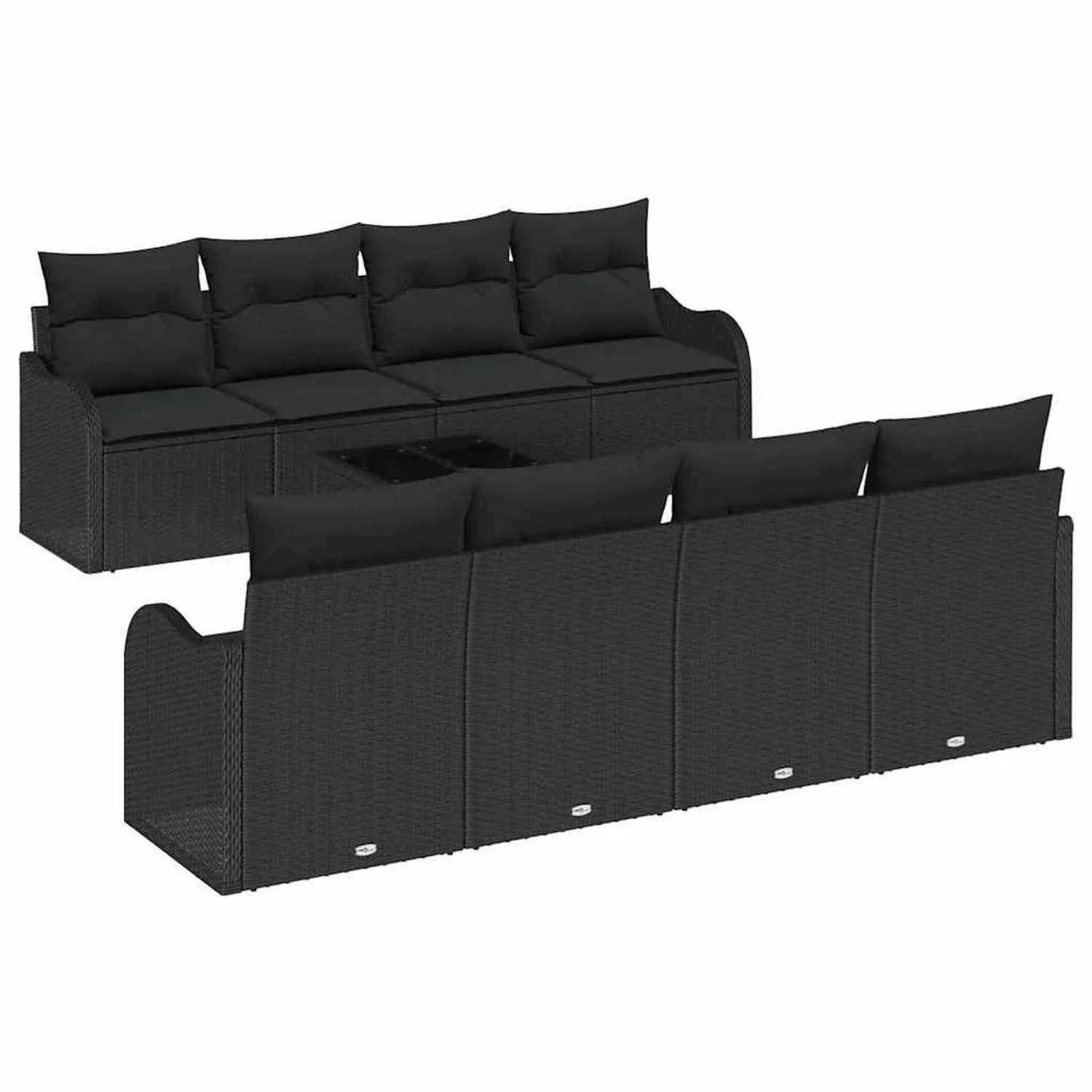 vidaXL Gartensofa-set 9-Tlg Schwarz Poly-Rattan und Stahl und Glas 3354302 günstig online kaufen