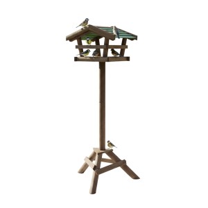 Relaxdays Vogelfutterhaus Tannenholz Grün mit Ständer 100 cm x 37 cm x 28 cm
