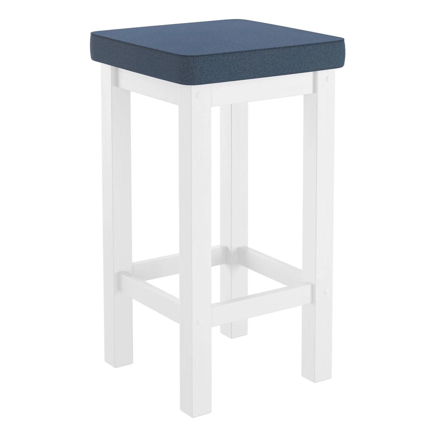 Erst-Holz Holzhocker Barhocker Verschiedene Polsterfarben 60 Hoch Kiefer Weiß Navy Blau