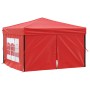 Rotes, faltbares Partyzelt 3x3 m mit Seitenwänden und Fenster für Garten & Camping.