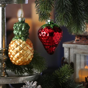 Marelida Weihnachtsbaumschmuck Ananas Erdbeere Glas Christbaumschmuck Obst Frucht