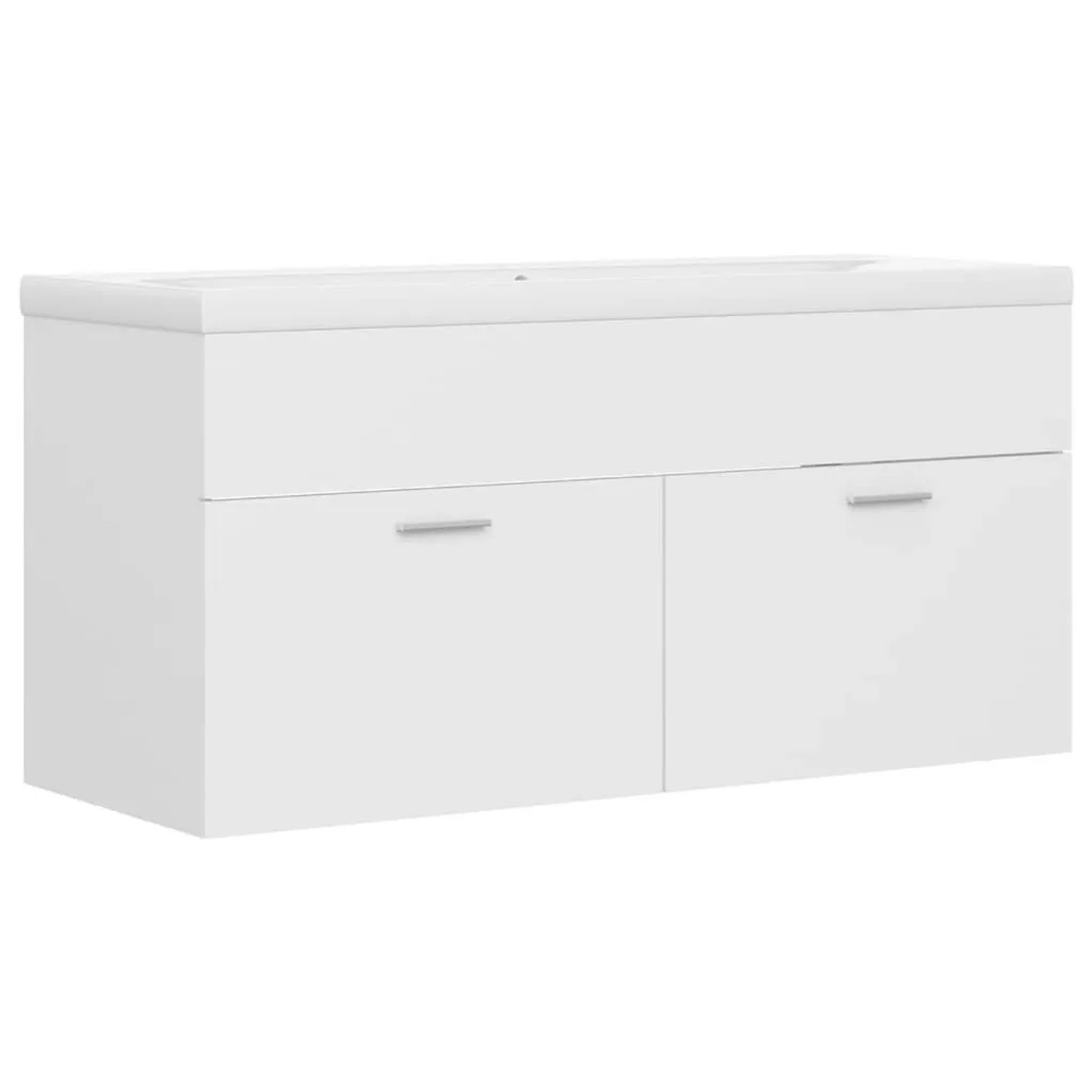 vidaXL Waschbeckenunterschrank mit Einbaubecken Weiß Holzwerkstoff 3070847