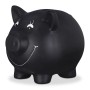 Relaxdays Sparschwein Keramik Schwarz Beschriftbar Abschließbar 14 cm x 17 cm x 13 cm 0,5 kg