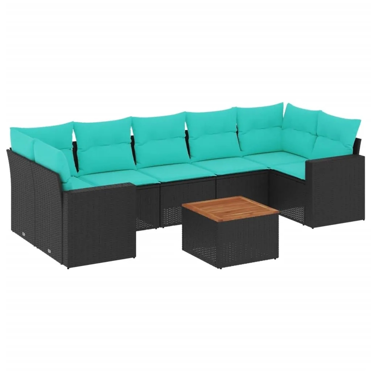 vidaXL 8-Tlg Garten-Sofagarnitur mit Kissen Schwarz Poly Rattan 3256365