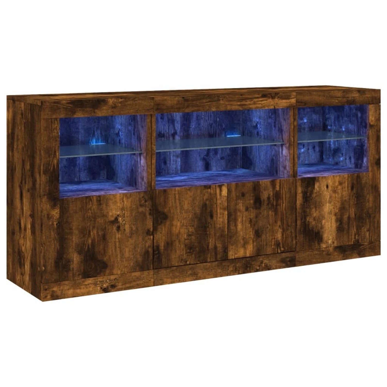 vidaXL Sideboard mit LED-Leuchten Räuchereiche 142,5x37x67 cm 3209069
