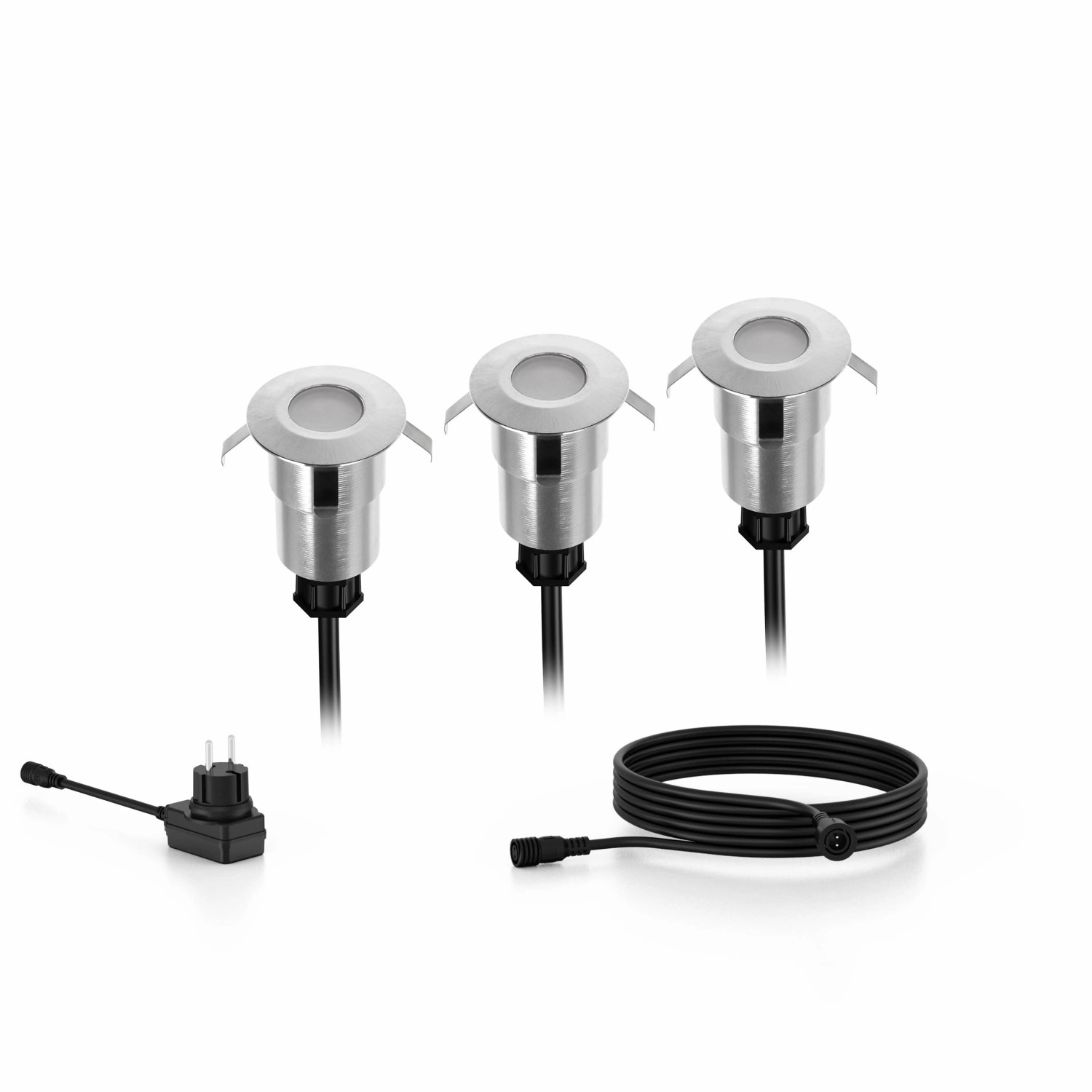 Philips Outdoor-Bodenspot EU 3er-Set Spore Niedervolt 1 W 24 V 2.700 K IP67