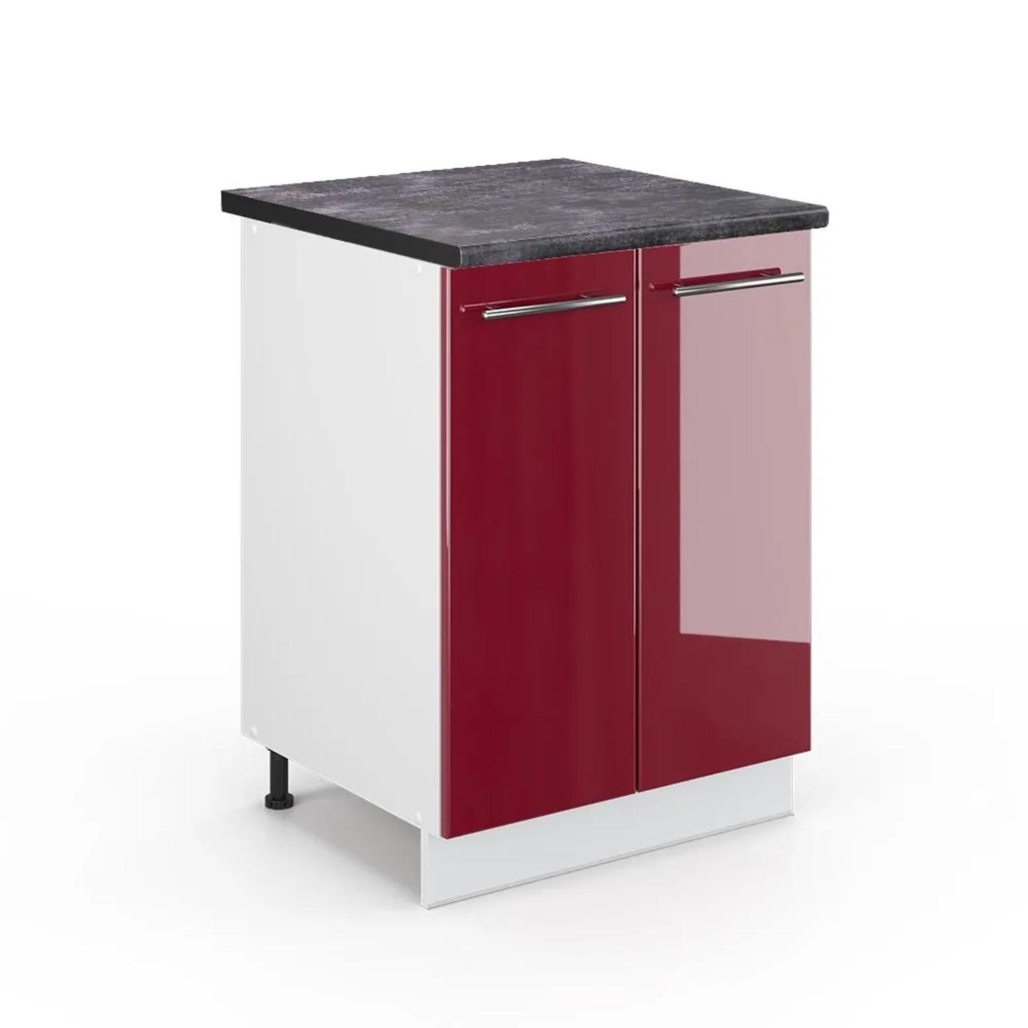 Vicco Küchenunterschrank Fame-Line Bordeaux Hochglanz Weiß 60 cm AP Anthrazit