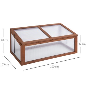 Outsunny Gewächshaus aus Tannenholz mit Polycarbonatplatten, schrägem Dach. Maße: 100x65x40 cm.