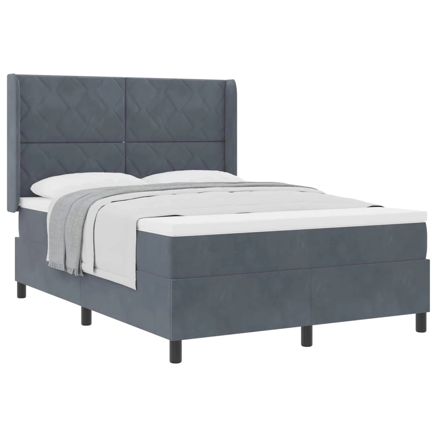 vidaXL Boxspringbett mit Matratze Dunkelgrau 140 x 200 cm Samt 3342063