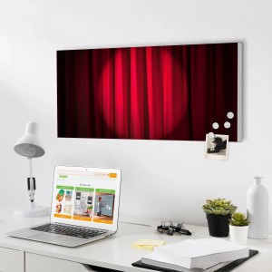 Banjado Magnettafel mit rotem Vorhang Motiv, 78x37cm. Magnetwand für Notizen und Fotos.