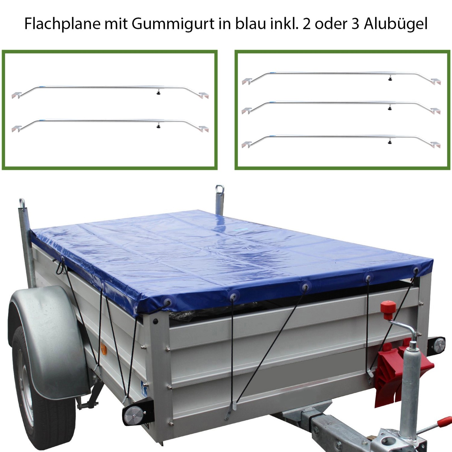 TRUTZHOLM Anhänger Flachplane Blau Mit Gummigurt 2575x1345x100mm Und 2 Alu Bügel