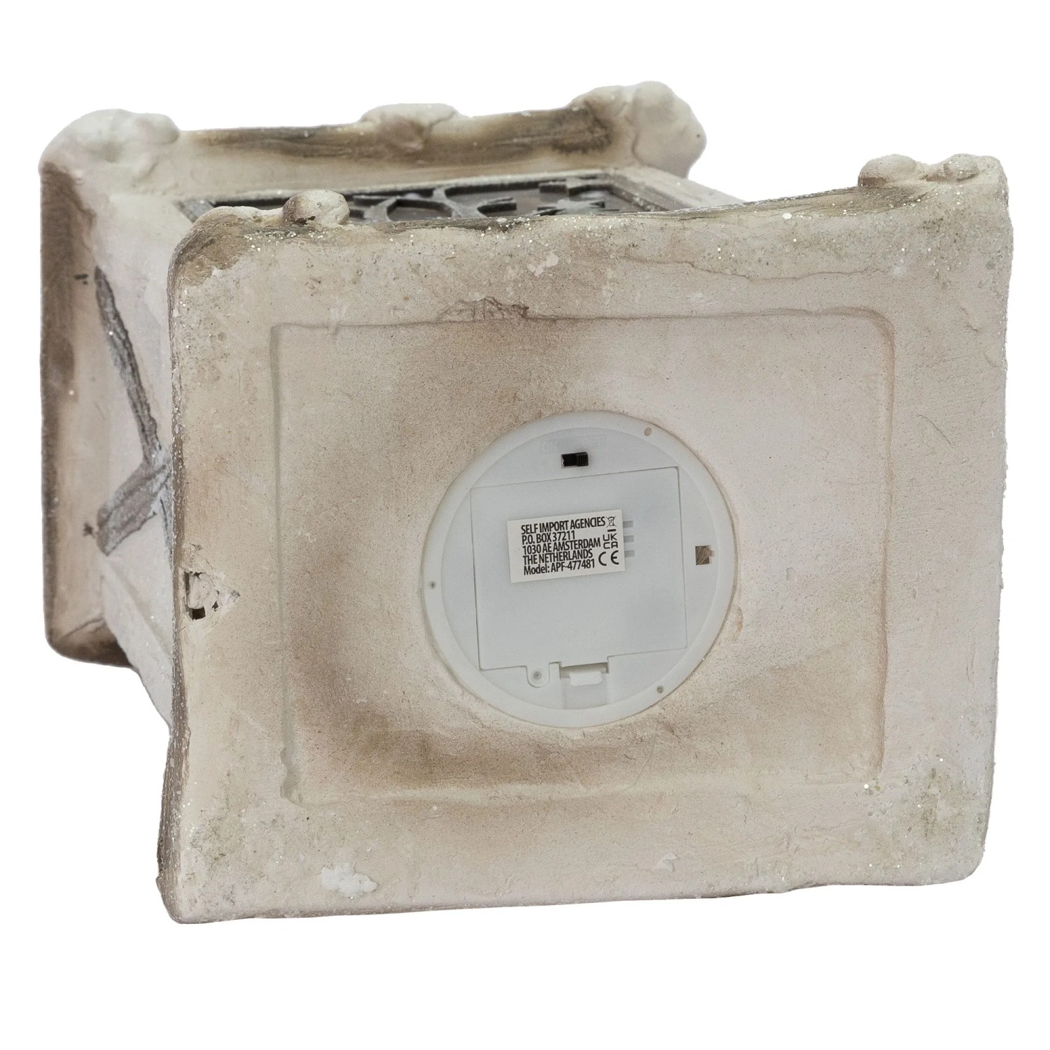 Detailansicht der LED Weihnachtslaterne (60cm) in Weiß/Beige/Grün von ECD Germany. Weihnachtsdekoration.