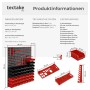 Tectake Kleinteilemagazin mit Wandplatten und Stapelboxen, rot und schwarz, für Regale.
