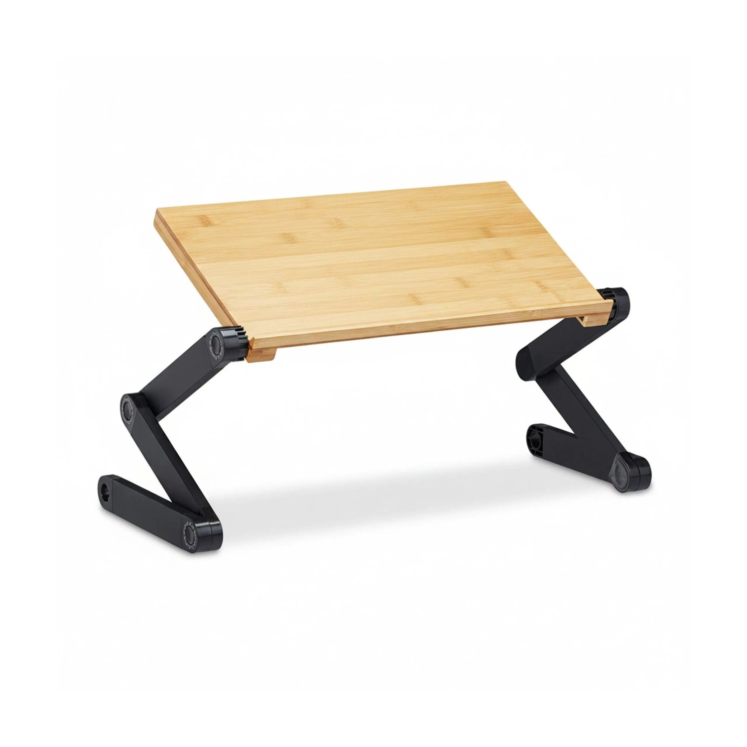 Relaxdays Laptopständer Bambus Aluminium Natur Schwarz Höhenverstellbar Schwenkbar Klappbar 47,5 cm x 60 cm x 26 cm