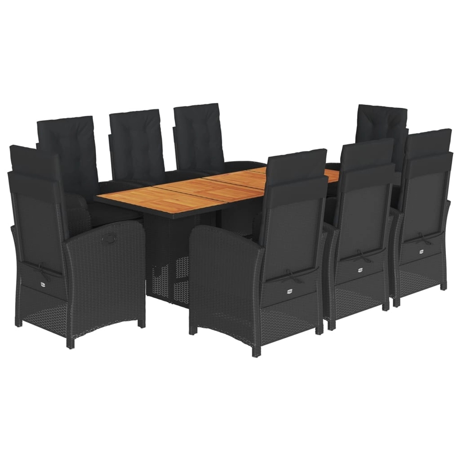 vidaXL 9-Tlg Garten-Essgruppe mit Kissen Schwarz Poly Rattan 3212276 günstig online kaufen