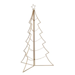 Goldener Weihnachtsbaum aus Metall mit Haken (118 cm) für Kugeln, festliche Weihnachtsdekoration.