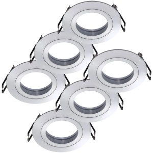 Oktaplex 6er Set Einbaustrahler Aluminium Lyon Flach für LED-Module Deckenspot Silber Rund
