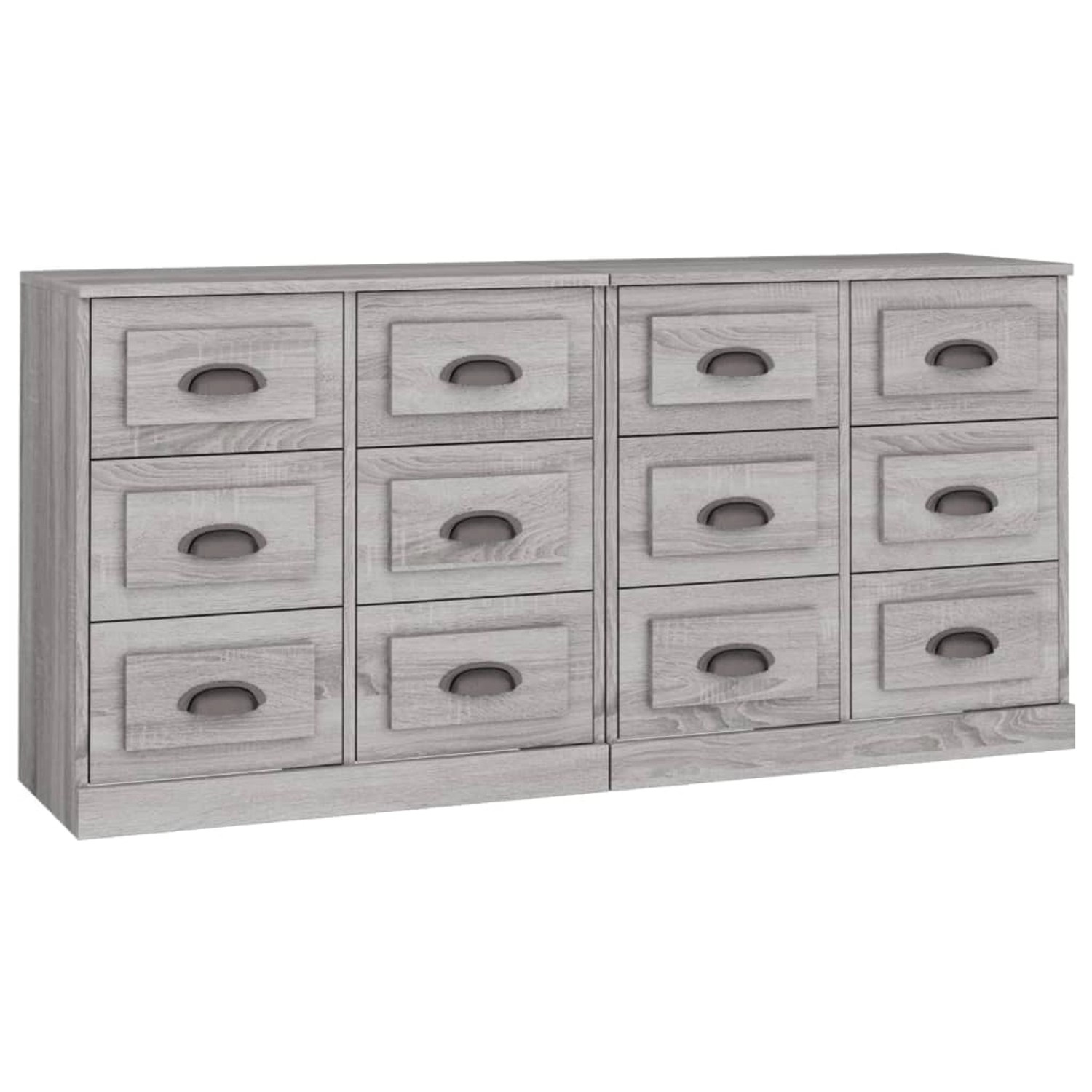vidaXL Sideboards 2 Stk Grau Sonoma Holzwerkstoff 3185285
