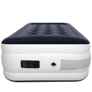 Juskys Luftbett Sapri M, blau-weiß, mit integrierter Pumpe für 1 Person.