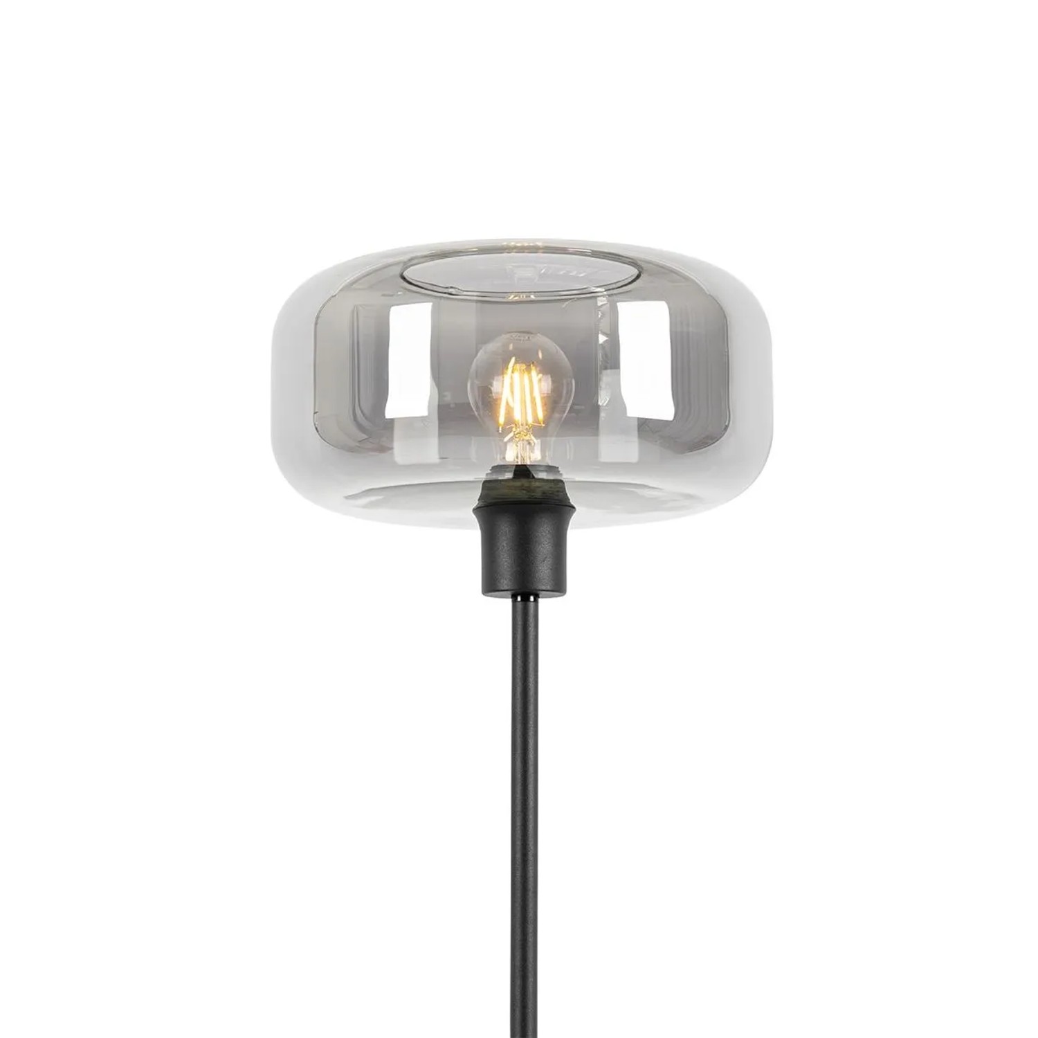 QAZQA Art Deco Stehlampe Schwarz mit Rauchglas Bizle_4