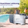 Gre Poolpumpe 3/4 PS, 550 W, bis 16.000 l/h, schwarz, mit Vogel auf Pumpe am Pool.