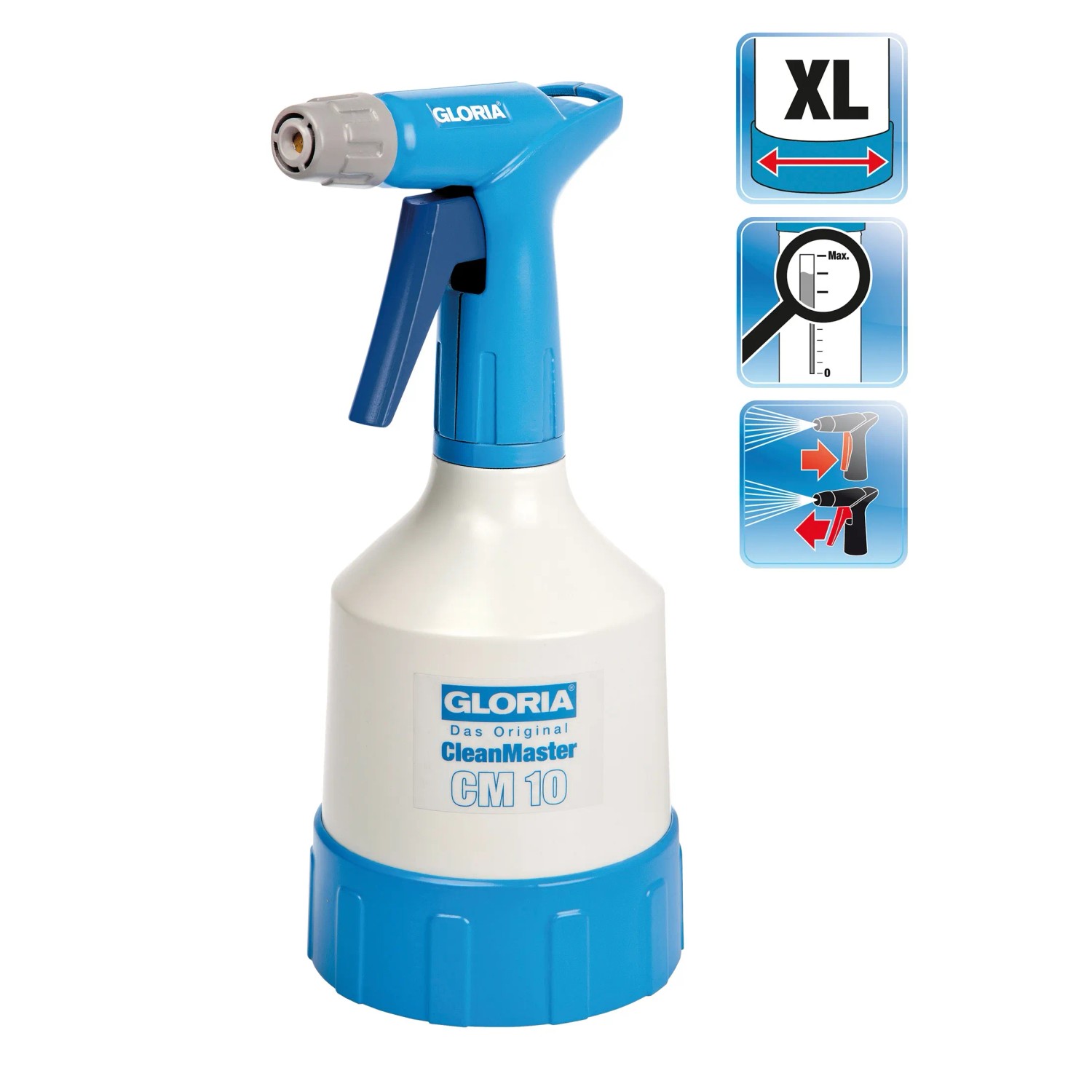 Gloria CleanMaster CM 10 Feinsprüher für alkalische & saure Sprühmedien. Drucksprühgerät mit verstellbarer Düse.