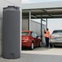 Grauer, marmorierter 1000L Trinkwasser Wassertank aus PE. Zylindrischer Behälter für Regenwasser & Hauswasserwerke.