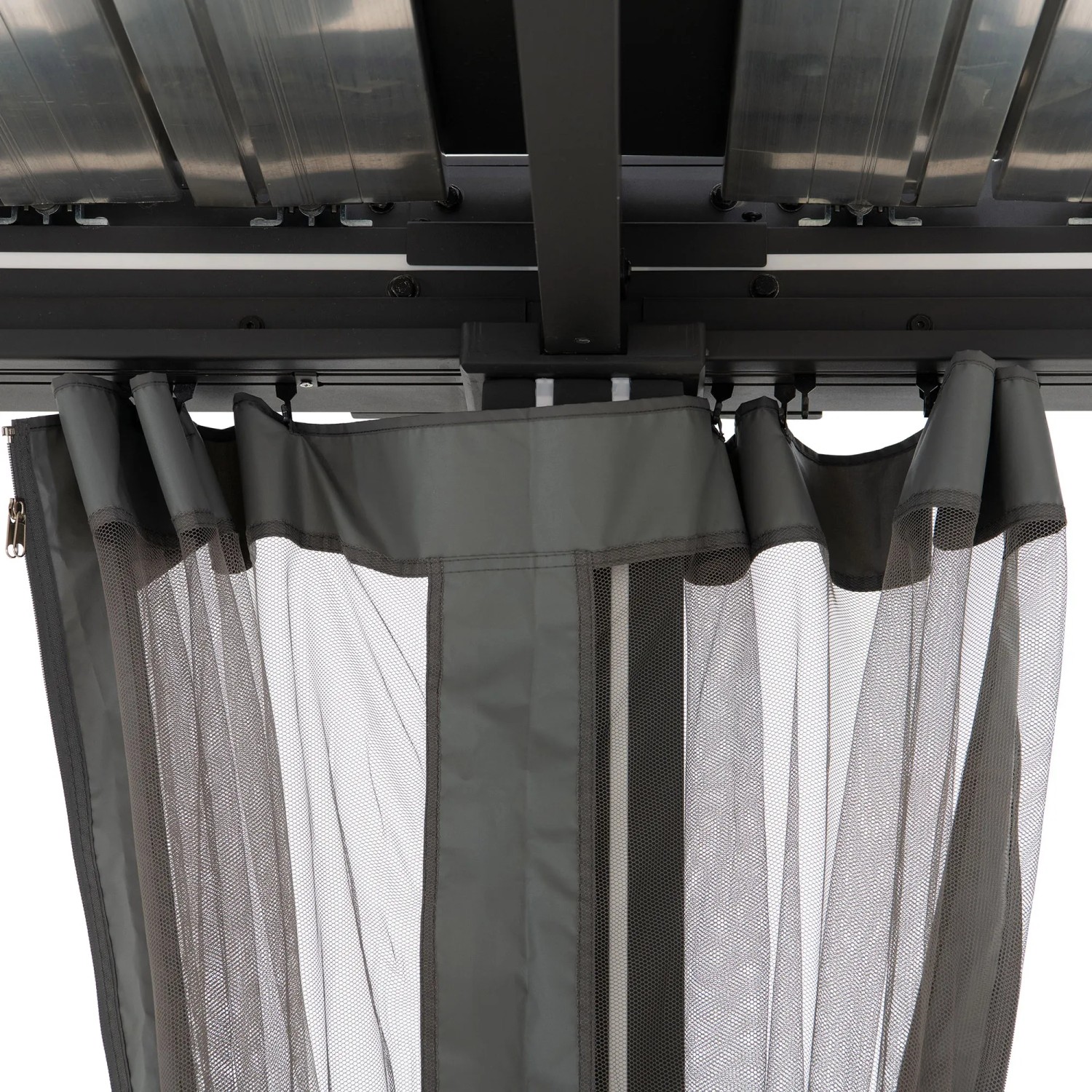 Sunjoy Netz für Matterhorn Multi-Pergola, graues Moskitonetz mit Aufhängung für Terrassenüberdachung.