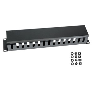 HMF 65452-02 Kabelmanagement mit Abdeckung für Serverschrank 19 Zoll 2 HE Schwarz