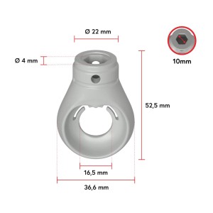 Bauheld Markisenöse Rund, 10 mm, RAL 7035 grau, für Kugelhaken. Fenster-Zubehör.