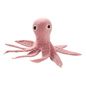 Pinkes Katzenspielzeug Octi Otto aus Filz, 16 cm, Oktopus-Form.