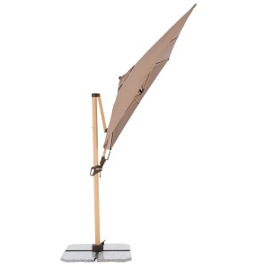 Doppler Ampelschirm Alu Wood, 300x220 cm, Greige, mit Dreh- und Neigungsfunktion.