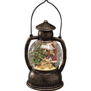 Konstsmide LED Kugellaterne mit Weihnachtsmann und Baum, warmweißes Licht für gemütliche Weihnachtsdeko.